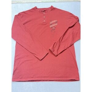 Harley-Davidson Men's XL Red Long-Sleeve Henley Shirt Well Worn Vintage